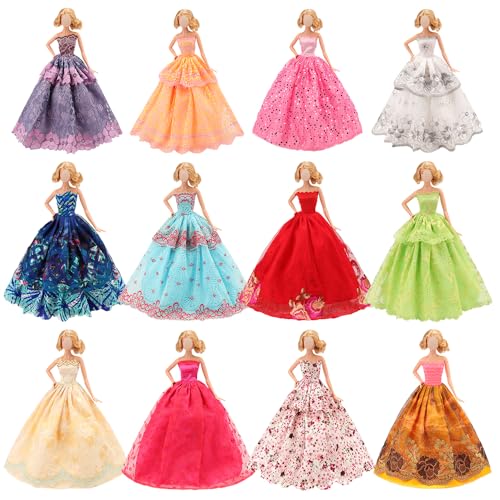 BARWA 5 Pcs Handmade Doll Clothes Wedding Gowns Party Dresses for 115 inch Dolls - Image 5