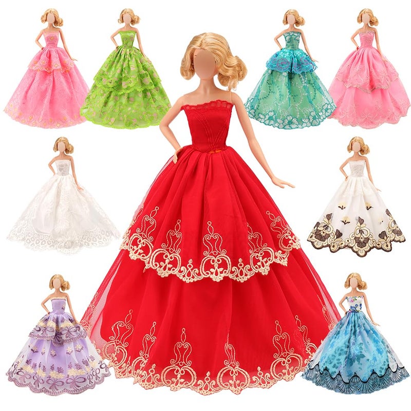 BARWA 5 Pcs Handmade Doll Clothes Wedding Gowns Party Dresses for 115 inch Dolls - Image 4