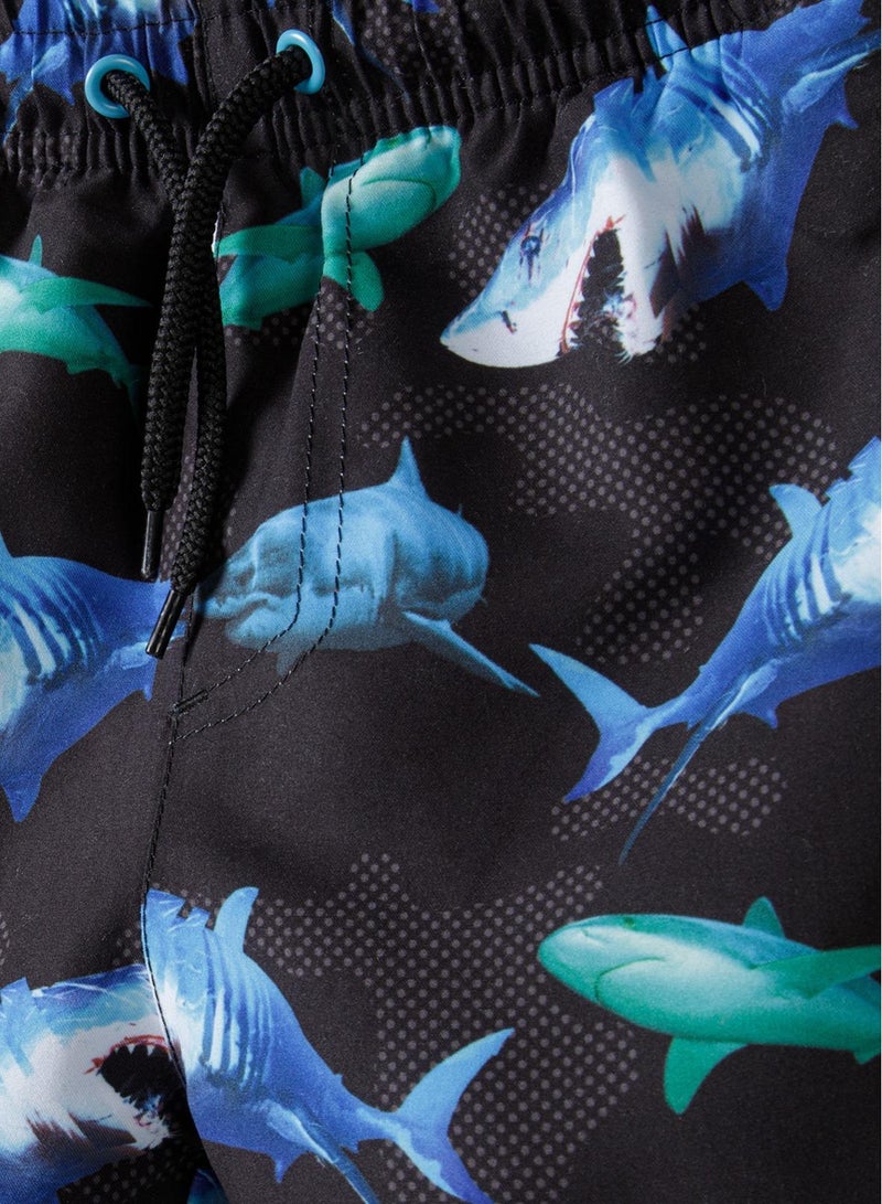 MINOTI Boys' Swim Shorts with Elastic Waist and Adjustable Drawstring - Image 3