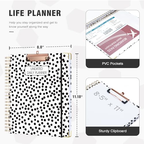 Ospelelf Undated Spiral Planner 12 Months, Daily Weekly and Monthly Academic Planner with Clip 8.5 x 11 - Image 2