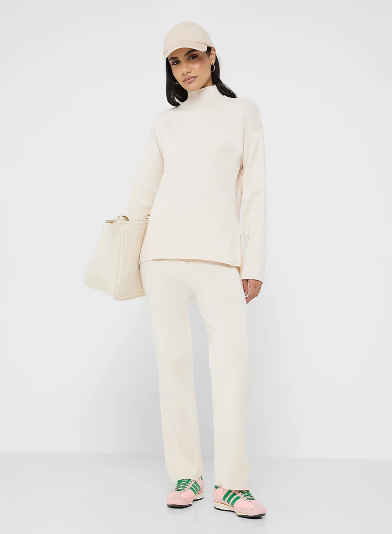 Ginger Basics Marled Fine Knit Wool Blend Sweater &amp; Pant Set