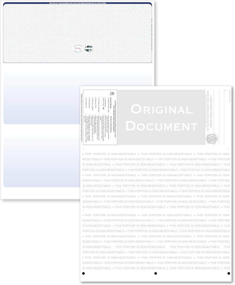CAROUSELCHECKS Blank Hologram Top Computer Checks, Blank Top Hologram Laser Checks with Perforated Vouchers, Qty. 250 Blue - Image 2