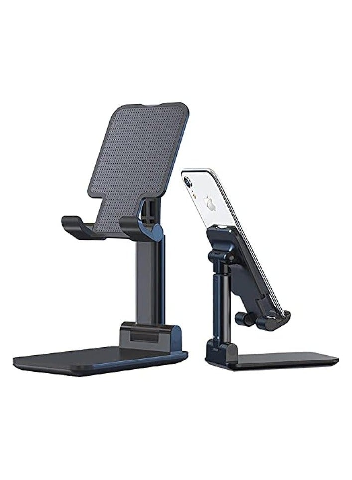 TYCOM Cell Phone Stand, Adjustable phone holder for Desk, Foldable Desktop Tablet Stand Holder, Double Adjustable Mobile stand Phone Tablet Holder (Black) - Image 1