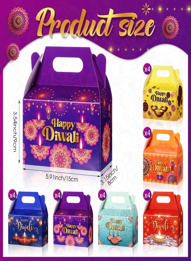 Kolldenn 24 Pcs Happy Diwali Party Favor Gift Boxes, Diwali Treat Boxes Indian Festival of Lights Gifts Gable Boxes Goodie Candy Snack Sugar Chocolate Gift Boxes for Party Decorations - Image 2