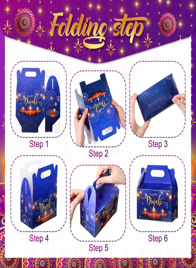 Kolldenn 24 Pcs Happy Diwali Party Favor Gift Boxes, Diwali Treat Boxes Indian Festival of Lights Gifts Gable Boxes Goodie Candy Snack Sugar Chocolate Gift Boxes for Party Decorations - Image 3