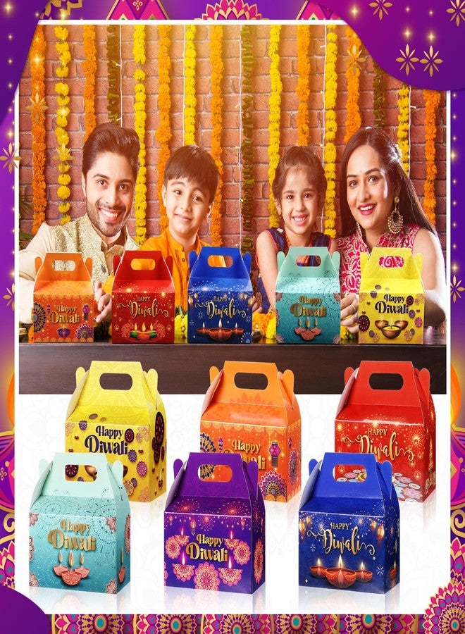 Kolldenn 24 Pcs Happy Diwali Party Favor Gift Boxes, Diwali Treat Boxes Indian Festival of Lights Gifts Gable Boxes Goodie Candy Snack Sugar Chocolate Gift Boxes for Party Decorations - Image 5