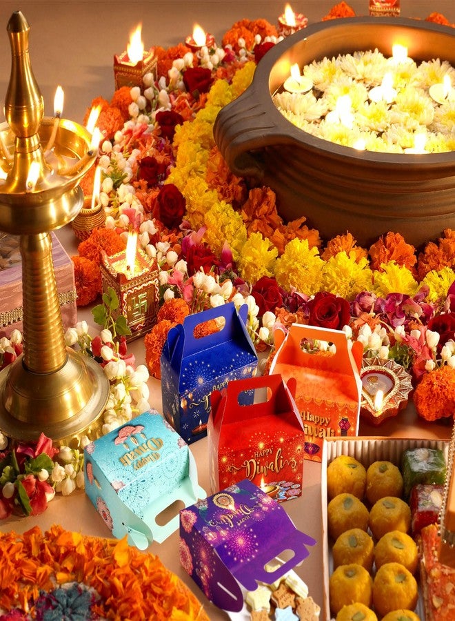 Kolldenn 24 Pcs Happy Diwali Party Favor Gift Boxes, Diwali Treat Boxes Indian Festival of Lights Gifts Gable Boxes Goodie Candy Snack Sugar Chocolate Gift Boxes for Party Decorations - Image 4