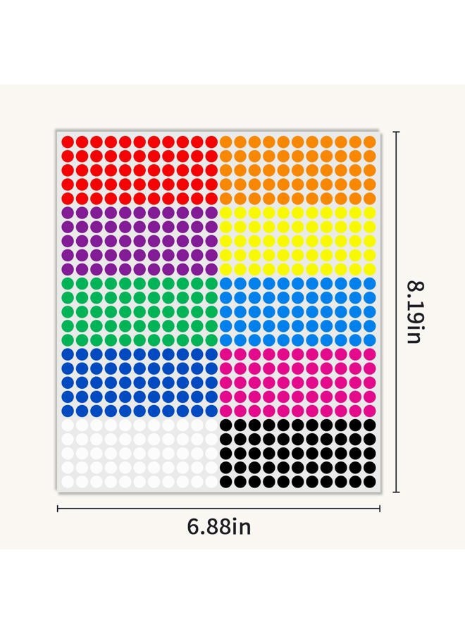 Ouzoustate 1/4" Colored Dot Stickers 2750 PCS Round Circle Stickers Colored Coding Labels Yard Garage Sale Price Stickers (Colorful) - Image 3