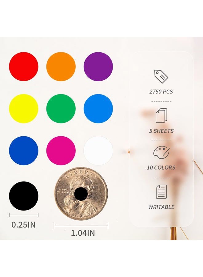 Ouzoustate 1/4" Colored Dot Stickers 2750 PCS Round Circle Stickers Colored Coding Labels Yard Garage Sale Price Stickers (Colorful) - Image 2