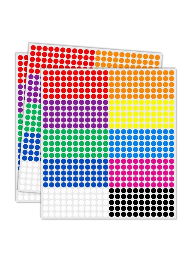 Ouzoustate 1/4" Colored Dot Stickers 2750 PCS Round Circle Stickers Colored Coding Labels Yard Garage Sale Price Stickers (Colorful) - Image 1
