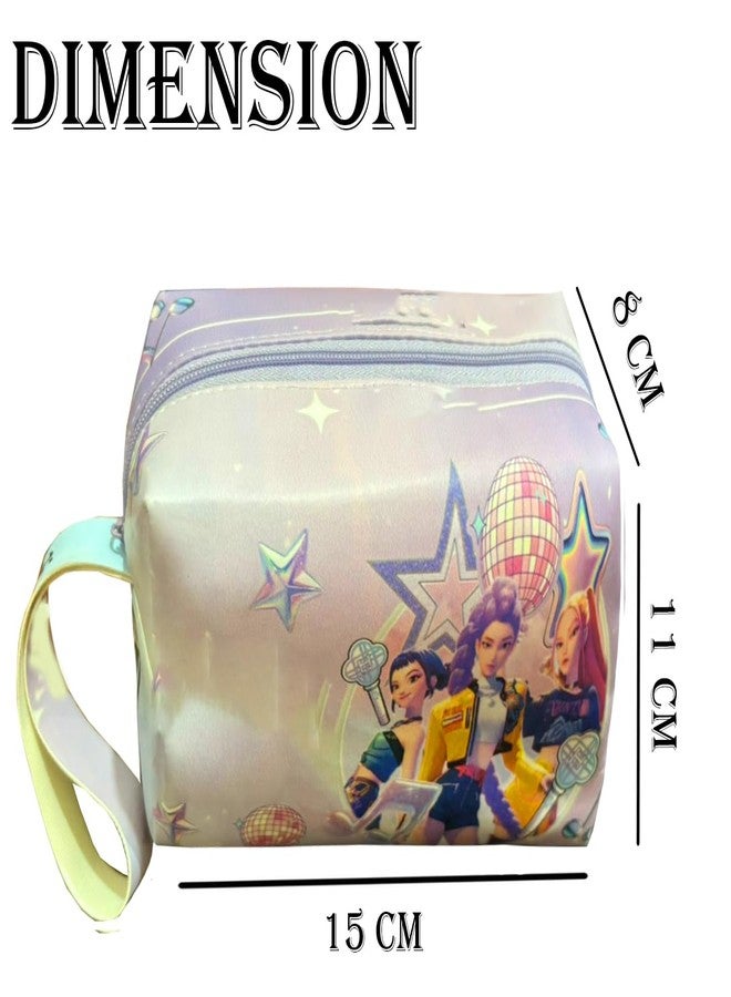 Krisus Cute Kpop Deemon Hunterrs Zipper Pouch for Girls | Multipurpose Utility Bag for Cosmetics, Stationery & Accessories | Compact Organize Very Large Capacity Case with Hanging Loop Best Gift - Image 2