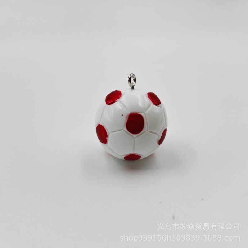 Cross-border Hot Simulation Football Pendant Resin Accessories DIY Handmade Keychain Backpack Earrings Necklace Pendant red and white football
