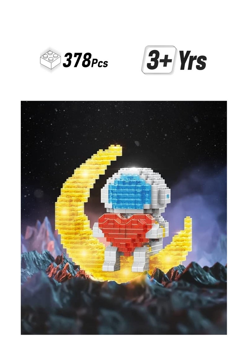 Loquat Astronaut Mini Building Blocks, Micro Blocks Cool Small Toys with Led Lighting Kit, Block Model Set Gift for Kids or Adults, Space Toy Puzzle Assembling (378 PCS) - Image 1