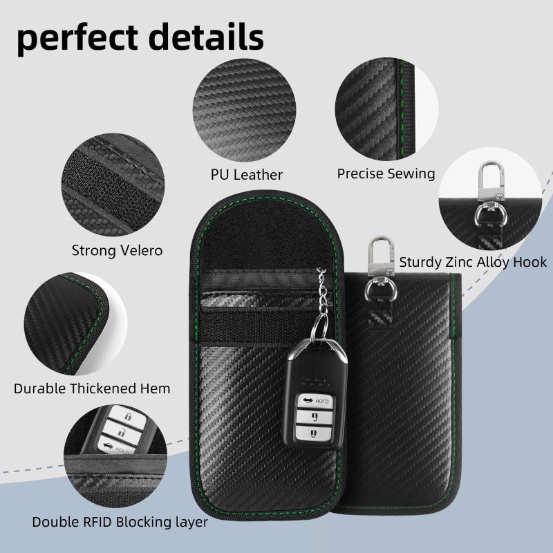 Meliya Faraday Pouch Bag for Car Keys, RFID Signal Blocking Holder, Faraday Key Fob Protector, Anti-Theft Key Fob Case (Green) - Image 2
