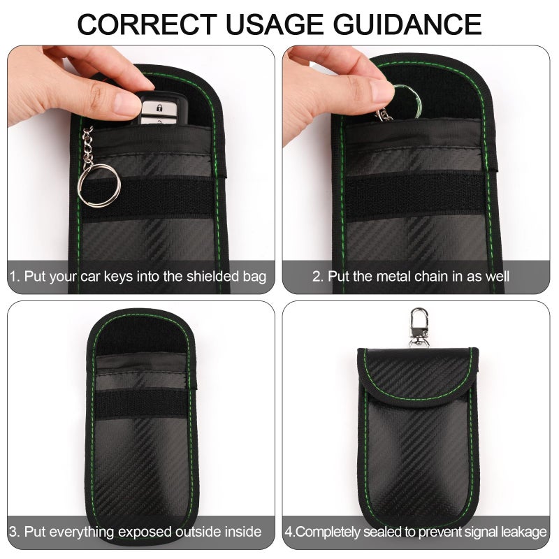 Meliya Faraday Pouch Bag for Car Keys, RFID Signal Blocking Holder, Faraday Key Fob Protector, Anti-Theft Key Fob Case (Green) - Image 3