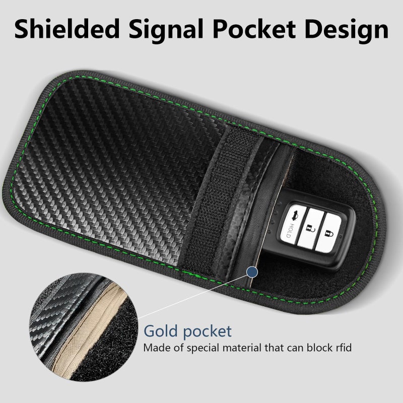 Meliya Faraday Pouch Bag for Car Keys, RFID Signal Blocking Holder, Faraday Key Fob Protector, Anti-Theft Key Fob Case (Green) - Image 4