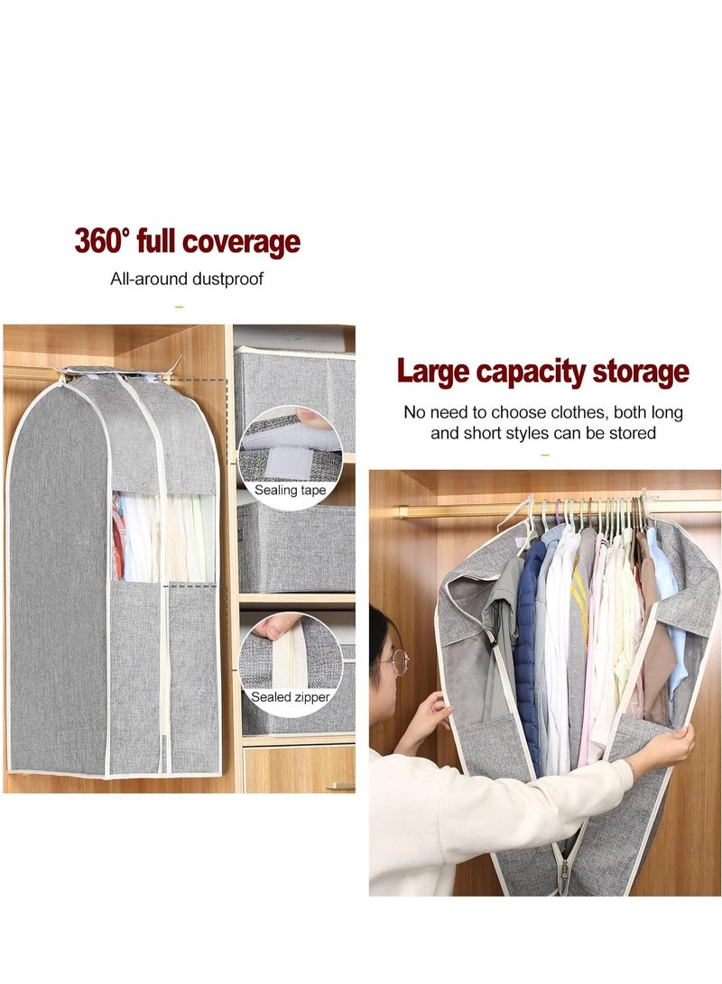 SYOSI Clothes Storage Bags with Zipper, Transparent Window Cotton Garment Bags for Hanging Clothes Storage for Clothes, Coats, Jackets, Shirts (Color : Light Grey#1020, Size : 60x28x105cm) - Image 3