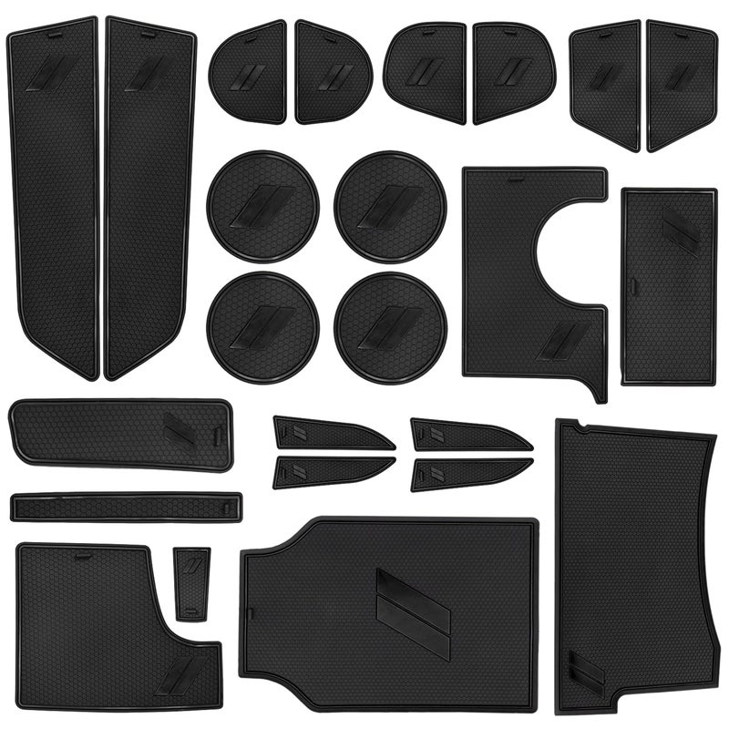 SENSHINE for Dodge Charger Accessories 20152021 2022 2023 NonSlip Anti Dust Cup Holder Insert Center Console Shifter Liner Trim Door Pocket Mats Premium Custom Interior 24PC Set Black Trim