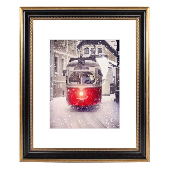 16X20 PICTURE FRAME WITH MAT FOR 11X14 PHOTO OR DISPLAY 16X20 PRINTS WITHOUT MAT SHATTER RESISTANT GLASS WALL MOUNTING COLOR ORNATE GOLDBLACK