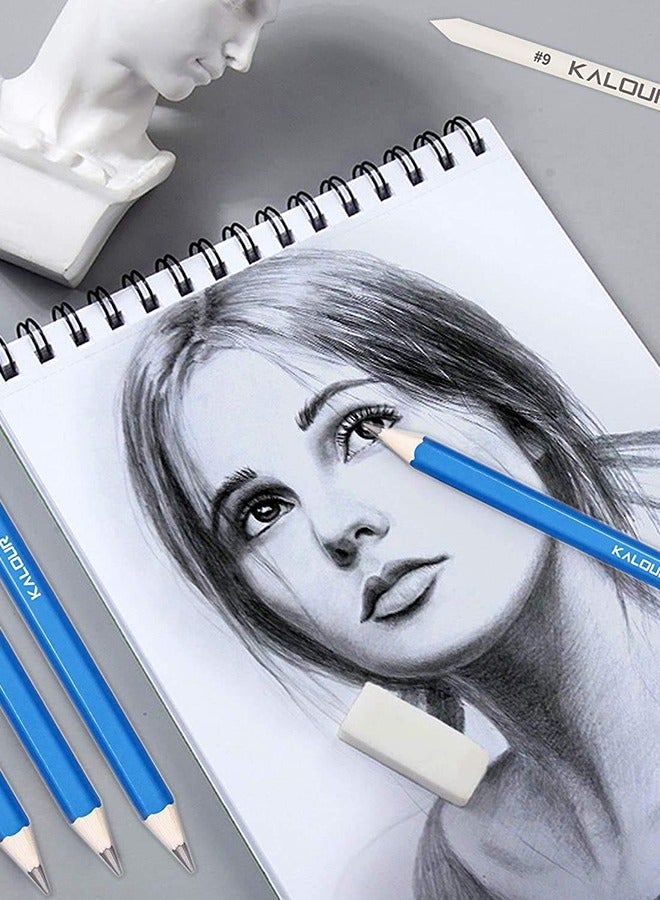 كالور مجموعة أقلام رسم KALOUR (34 حزمة) - حقيبة سفر بسحاب - قلم رسم، قلم فحمي، ورق مزج، ممحاة - لوازم رسم فني للمبتدئين والأطفال والبالغين - Image 2
