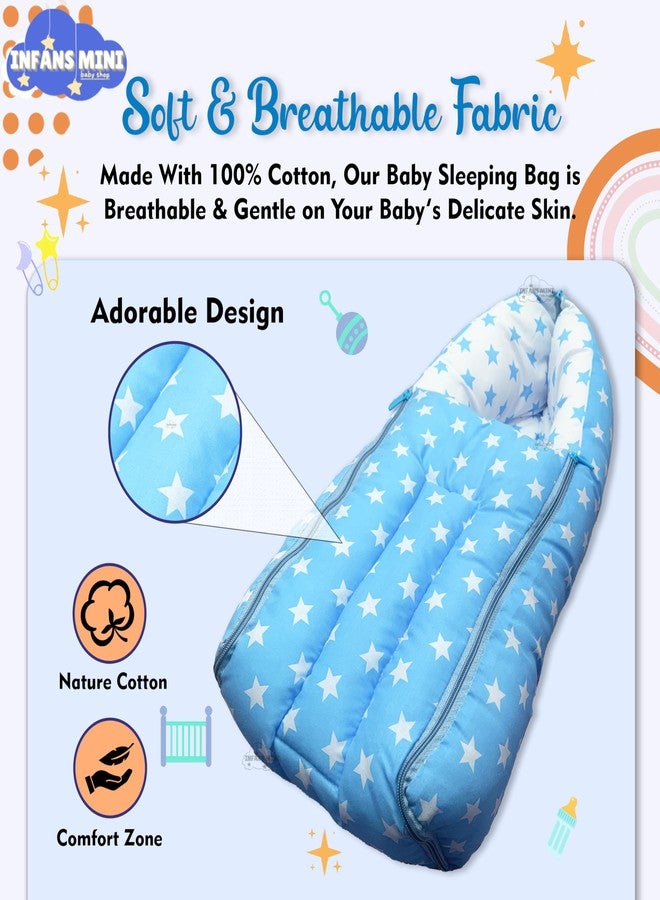 Infans Mini Baby Bedding Set Combo for New Born - Baby Sleeping Bag, Baby Feeding Pillow Ideal for 0 to 6 Months Babies (Star Blue) - Image 3
