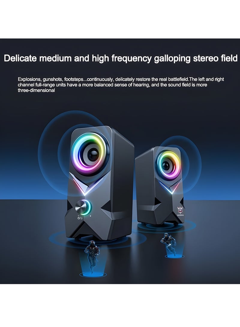 onikuma Onikuma L2 Multimedia Speaker, Bluetooth, 10W, USB Input, 140cm AUX Cable - Black  - Image 4