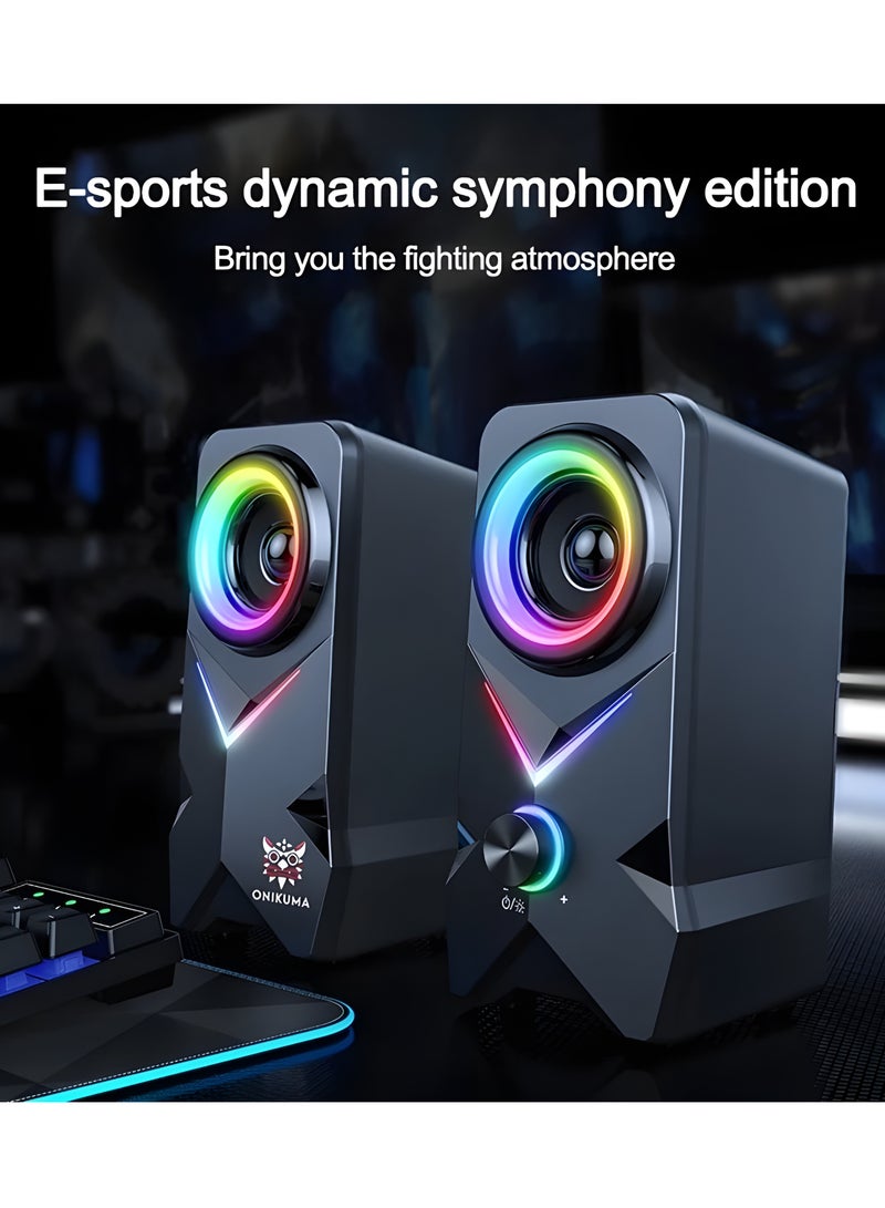 onikuma Onikuma L2 Multimedia Speaker, Bluetooth, 10W, USB Input, 140cm AUX Cable - Black  - Image 5