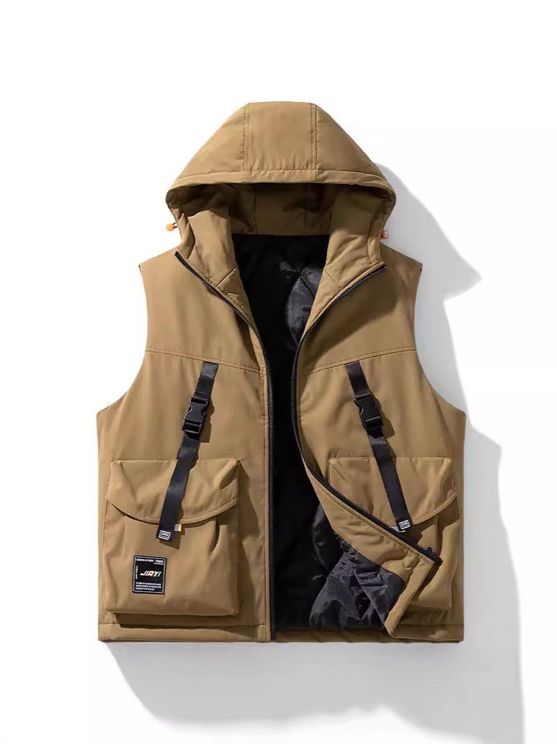 Cotton Vest Retro Multi-Pocket Workwear Vest Men'S Trendy Brand Street Loose Outer Wear Plus Fertilizer Extending Cotton Jacket - Image 5