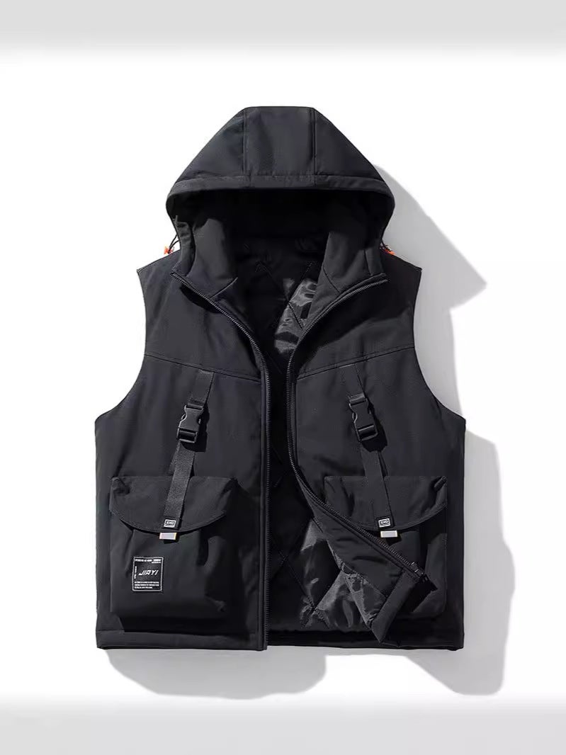 Cotton Vest Retro Multi-Pocket Workwear Vest Men'S Trendy Brand Street Loose Outer Wear Plus Fertilizer Extending Cotton Jacket - Image 4