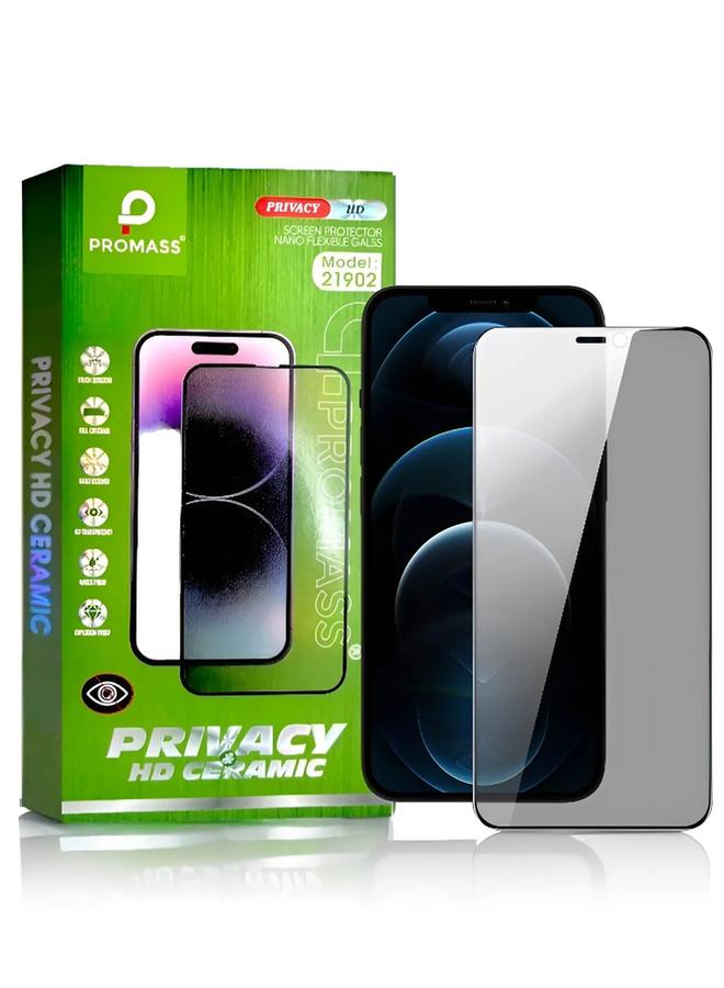 بروماس واقي شاشة سيراميك عالي الدقة مضاد للتجسس لهاتف iPhone 12 Pro Max لحماية الخصوصية من Promass، أقصى حماية للشاشة من الخدوش والكسر - Image 1