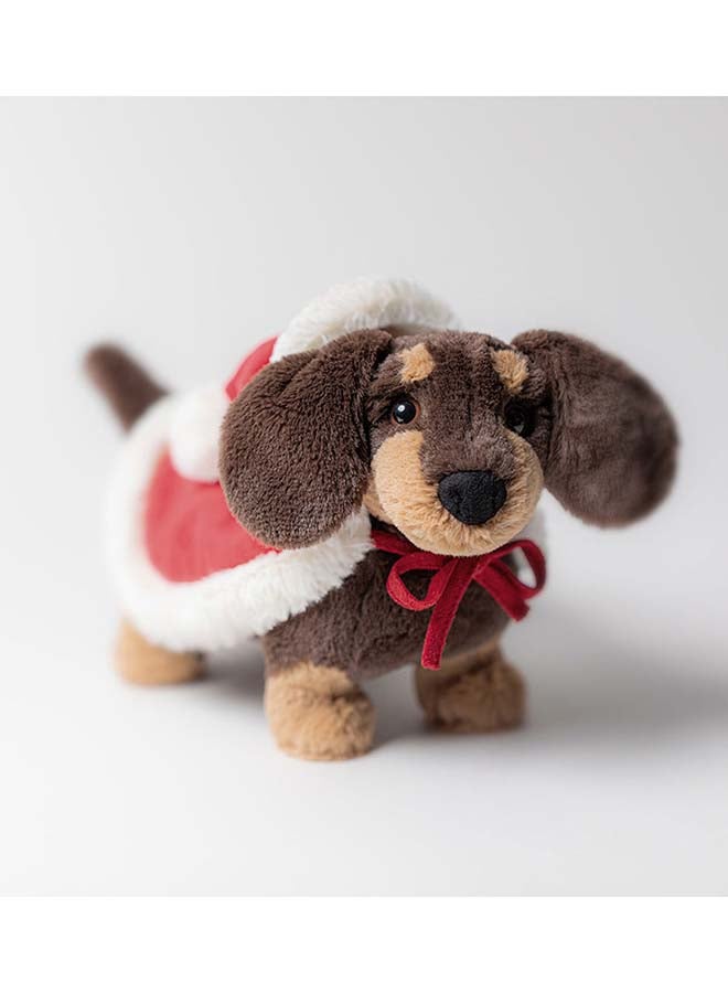 Jellycat كلب النقانق أوتو الدافئ الشتوي - دمية داشهند ناعمة بغطاء وقبعة سانتا حمراء - لعبة عطلة للأطفال بحجم 19 سم، للزينة والهدايا - Image 2