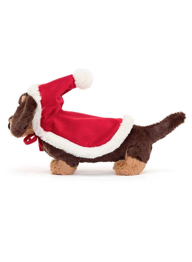 Jellycat كلب النقانق أوتو الدافئ الشتوي - دمية داشهند ناعمة بغطاء وقبعة سانتا حمراء - لعبة عطلة للأطفال بحجم 19 سم، للزينة والهدايا - Image 4