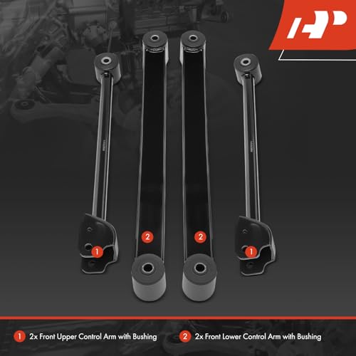 A-Premium Set of 4, Front Upper & Lower Control Arm Kit, with Bushing, Compatible with Jeep Wrangler 2007-2017, Wrangler JK 2018 - Image 3