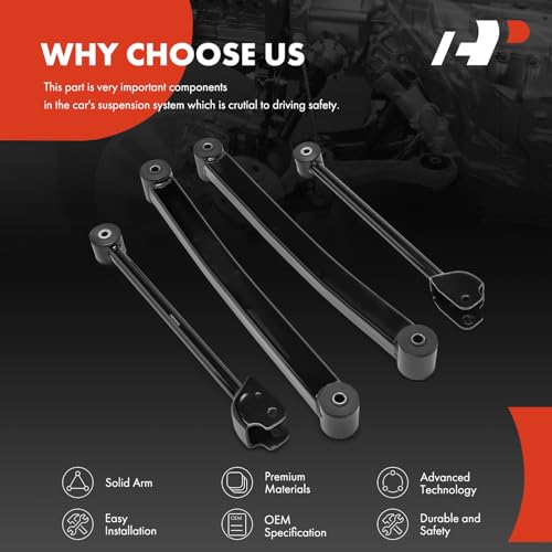 A-Premium Set of 4, Front Upper & Lower Control Arm Kit, with Bushing, Compatible with Jeep Wrangler 2007-2017, Wrangler JK 2018 - Image 5