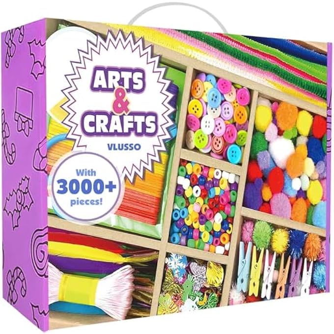 VLUSSO 3000 PIECES CRAFT SET CHILDREN DIY CRAFT CASE CRAFT SUPPLIES MATERIAL SET WITH PIPE CLEANER GOOGLY EYES CREATIVE SCRAPBOOKING CRAFT BOX FOR GIRLS BOYS 4 5 6 7 8 YEARS GIFT - Image 1