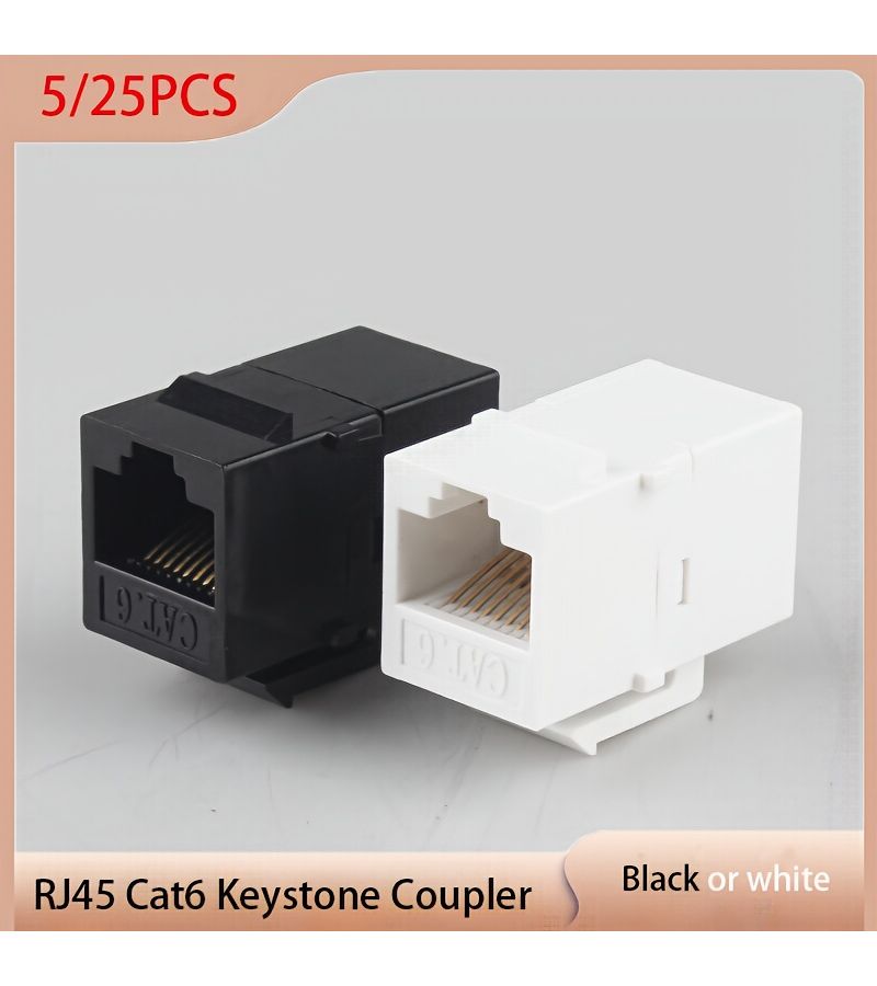 5 Pack Cat6 Keystone RJ45 Coupler Female To Female Inline White - Image 1