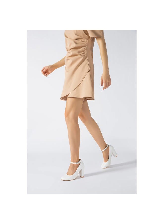 fereshte Women's Mary Jane Shoes Low Block Heel Round Toe Dress Office Work Church Pumps Matte White 45 - Insole Length: 27.5cm/10.83 inch - US 11 - Image 2
