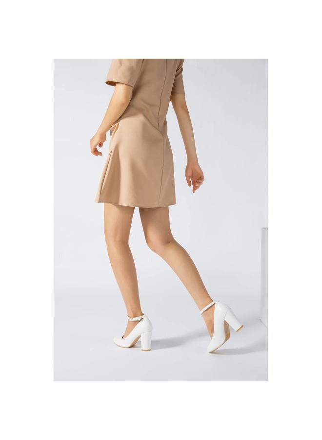 fereshte Women's Mary Jane Shoes Low Block Heel Round Toe Dress Office Work Church Pumps Matte White 45 - Insole Length: 27.5cm/10.83 inch - US 11 - Image 3
