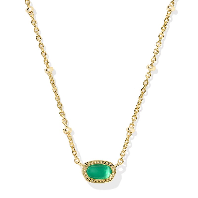 Kendra Scott Mini Elisa 14k Gold-Plated Satellite Short Pendant Necklace, Fashion Jewelry for Women, Emerald Cats Eye - Image 1
