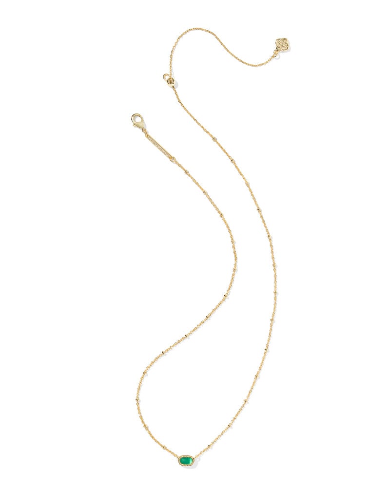 Kendra Scott Mini Elisa 14k Gold-Plated Satellite Short Pendant Necklace, Fashion Jewelry for Women, Emerald Cats Eye - Image 2