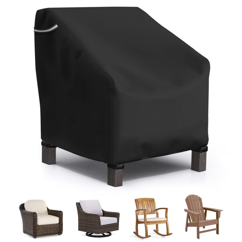 STARTWO Patio Outdoor Chair Covers, Outdoor Furniture Covers Waterproof adapter for Lawn Lounge Seat, Wicker, Swivel, Adirondack, Rocking Chairs, 1 Pack 32"L x 37" W x 36"H inch, Black - Image 1