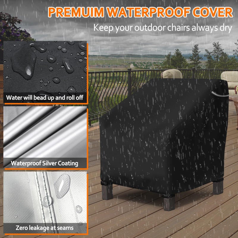 STARTWO Patio Outdoor Chair Covers, Outdoor Furniture Covers Waterproof adapter for Lawn Lounge Seat, Wicker, Swivel, Adirondack, Rocking Chairs, 1 Pack 32"L x 37" W x 36"H inch, Black - Image 4