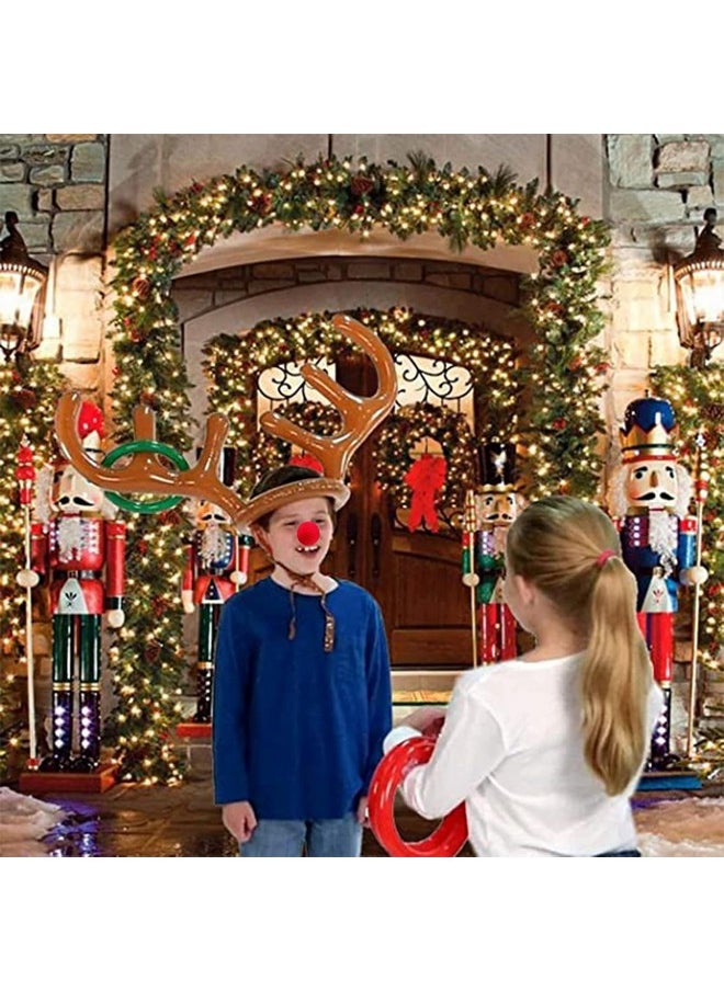 Camlinbo 3 Set Christmas Party Toss Games Inflatable Reindeer Antler Ring With 3 Reindeer Nose Christmas Games For Kids Adults Family Party Xmas Holiday Games Toys Christmas Carnival Party Supplies  - Image 5