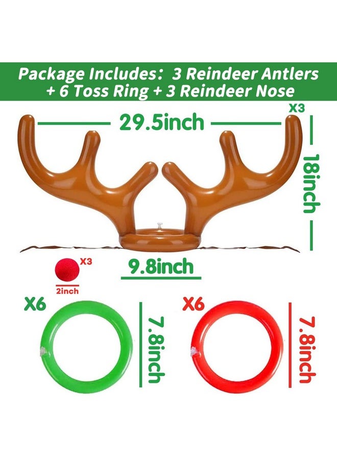 Camlinbo 3 Set Christmas Party Toss Games Inflatable Reindeer Antler Ring With 3 Reindeer Nose Christmas Games For Kids Adults Family Party Xmas Holiday Games Toys Christmas Carnival Party Supplies  - Image 4