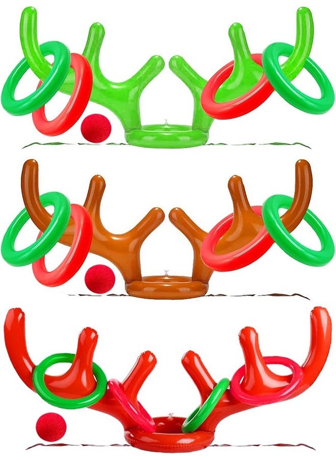 Camlinbo 3 Set Christmas Party Toss Games Inflatable Reindeer Antler Ring With 3 Reindeer Nose Christmas Games For Kids Adults Family Party Xmas Holiday Games Toys Christmas Carnival Party Supplies  - Image 3