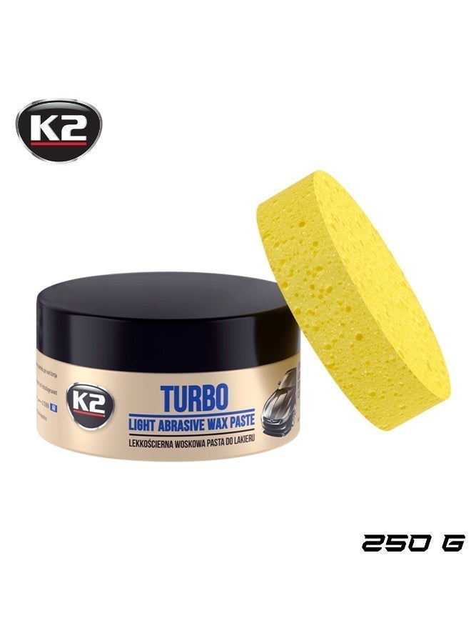 كي 2 معجون شمع K2 Turbo الخفيف الكاشط (250 جم) - مركب تلميع طلاء السيارات، شمع لإزالة الخدوش، ومستحضر لاستعادة اللمعان الفائق لهيكل السيارة. - Image 2