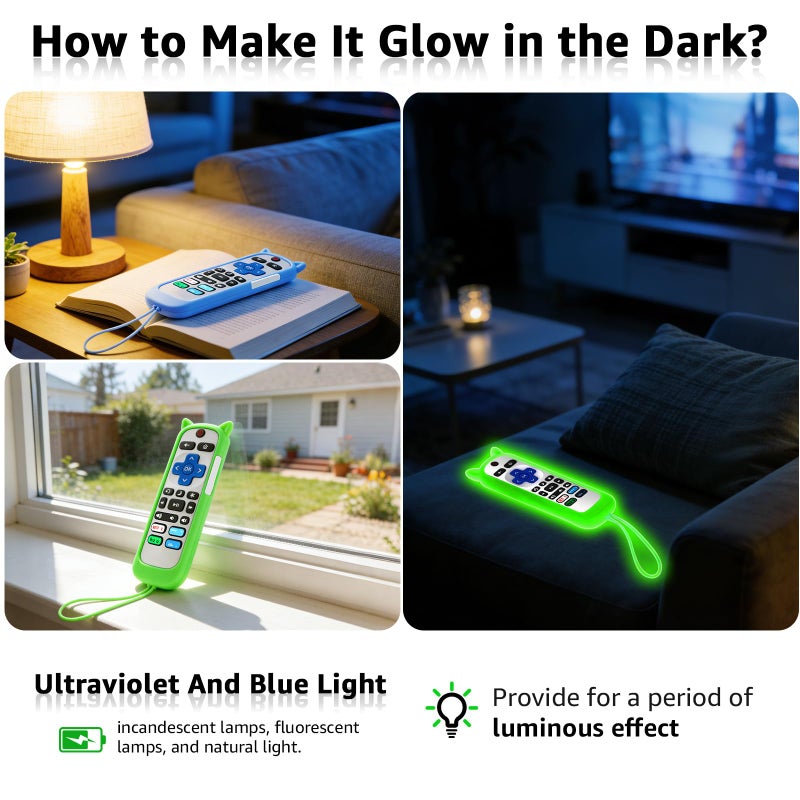 Wevove (Pack of 3) Replacement Remote Only for Roku TV with Soft Silicone Protective Cover (Glow in The Dark), Universal Remote for TCL/Onn/Hisense/Sharp/Element/Philips Roku Smart TV (Elegant White) - Image 5