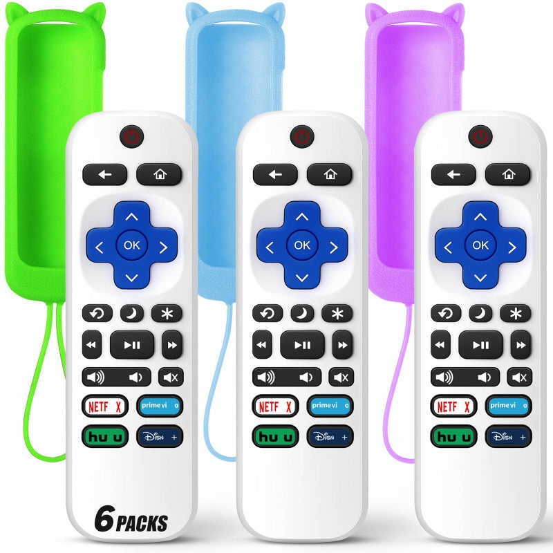 Wevove (Pack of 3) Replacement Remote Only for Roku TV with Soft Silicone Protective Cover (Glow in The Dark), Universal Remote for TCL/Onn/Hisense/Sharp/Element/Philips Roku Smart TV (Elegant White) - Image 1