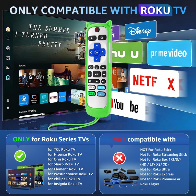 Wevove (Pack of 3) Replacement Remote Only for Roku TV with Soft Silicone Protective Cover (Glow in The Dark), Universal Remote for TCL/Onn/Hisense/Sharp/Element/Philips Roku Smart TV (Elegant White) - Image 2
