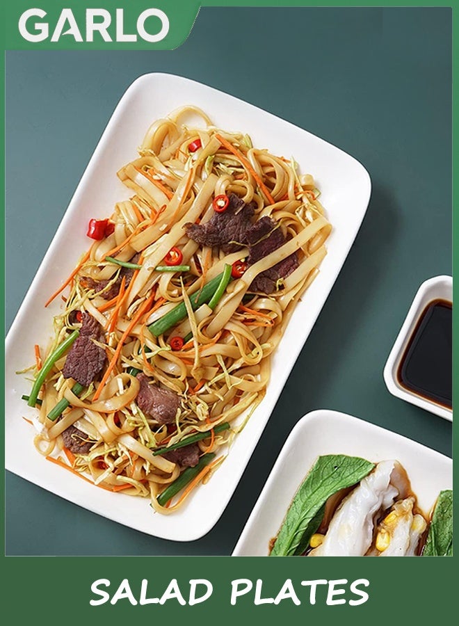 Garlo Salad Plates,8 in Ultralight Rectangular Dessert, Ceramic Small Serving Dishes for Fruit, Salad,Sushi Appetizer and More - Plate Set of 6, White - Image 4